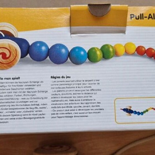 PlanToys wooden pull-along snake like new for 12+ months