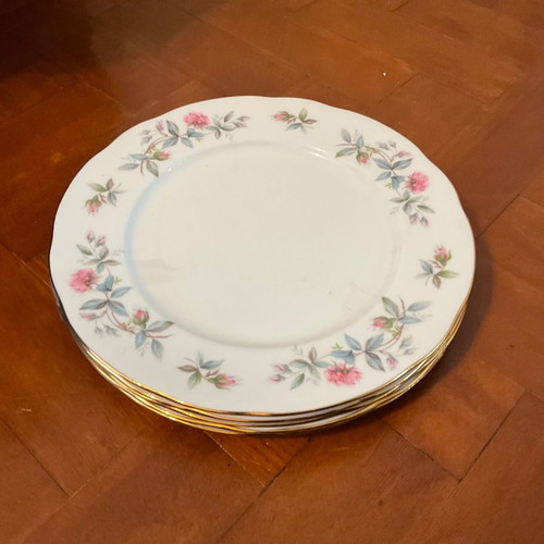 Duchess Bramble Rose English porcelain dinner plates set of 5, excellent condition