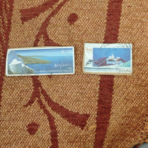 Stamps used, 2 pieces, 10 lepta each