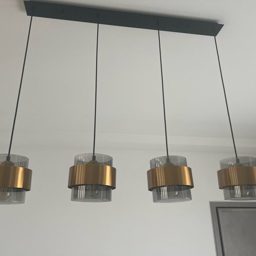 Nova Luce ceiling light set like new with smoked glass and gold