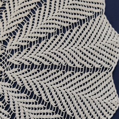 Handmade crocheted round tablecloth like new, white 56x56 cm