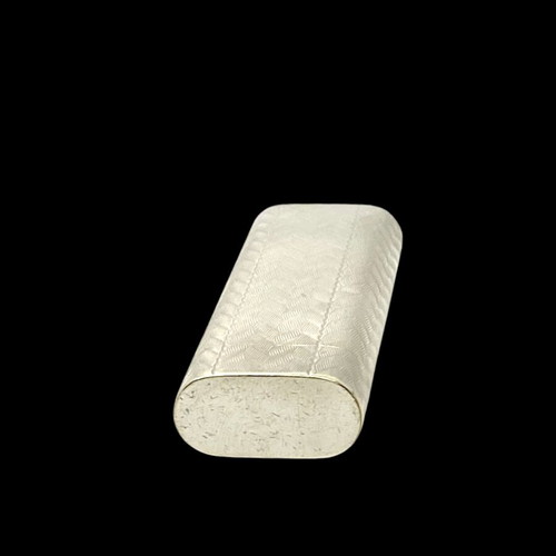 Cartier lighter used silver collectible with herringbone pattern