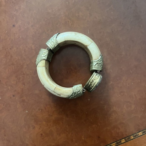 Vintage Boho Handmade Bracelet with Bone and Semiprecious Stone used
