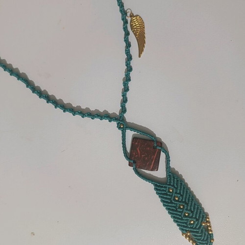 Handmade macrame necklace multicolored new