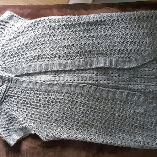 Knitted cardigan gray melange like new, size S-M