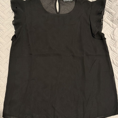 Terranova blouse black with ruffles size M like new