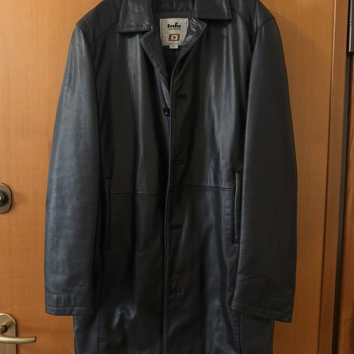 Leather coat black size L unisex, info jackets