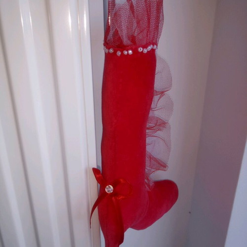 Handmade soft boot decorative ornament with velvet fabric and tulle