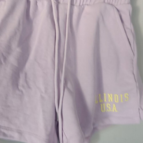 Bershka shorts with drawstring and elastic waist, pink, size M