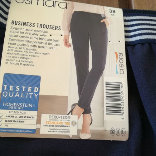 Esmara Business Trousers Size 38 Blue Dark New