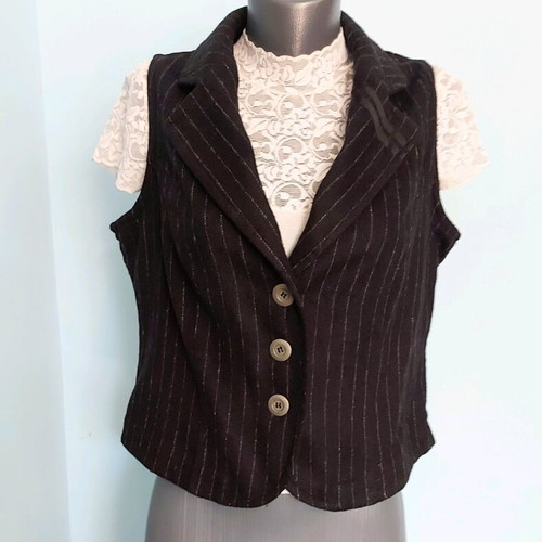 Elegant wool vest Miss Etam like new, black and white