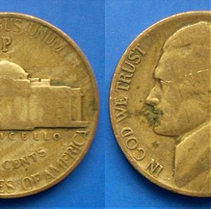 Ενομένες Πολητίες Αμερικής 5 Σεντς 1943 Ασημένιο 0,350 νόμισμα . Σπάνιο . (Ах068а)