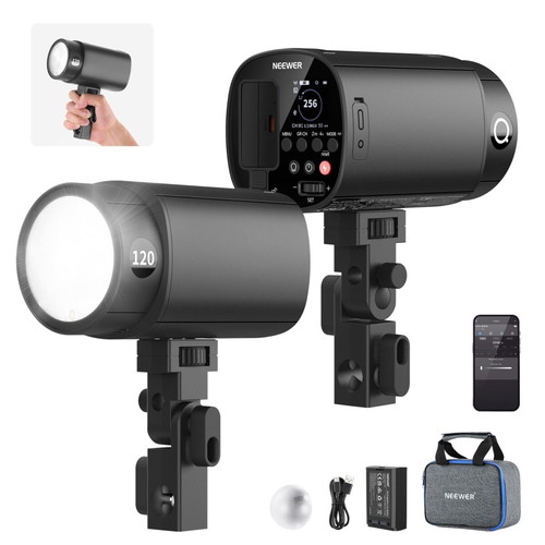 Neewer Q120 wireless strobe flash with accessories and carrying bag