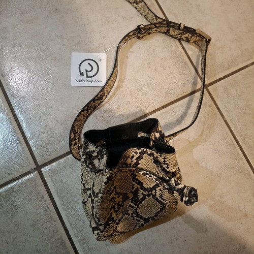 Τσαντάκι μέσης Mango με snake print και κλείσιμο κορδόνι καινούργιο