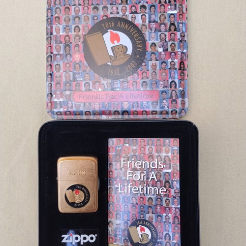 Zippo COTY 2002 "Friends For A Lifetime" 70th Anniversary lighter like new