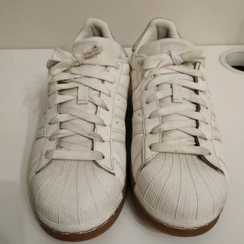Adidas Superstar used white and grey athletic shoes size 41 and 1/3