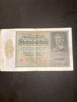 German 10000 Mark Reichsbanknote 1922 vintage collectible