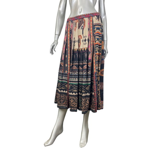 Etro pleated print skirt wool and silk like new, size IT44