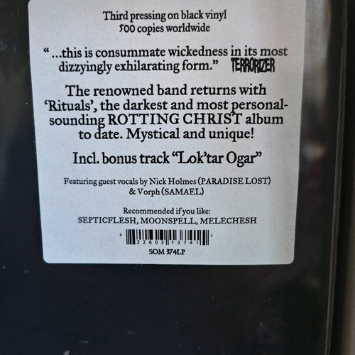 Rituals Rotting Christ βινύλιο τρίτη έκδοση σαν καινούργιο, metal