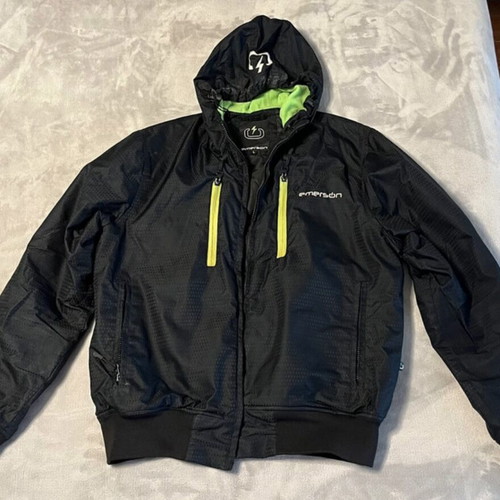 Emerson jacket used, black with green details, size L
