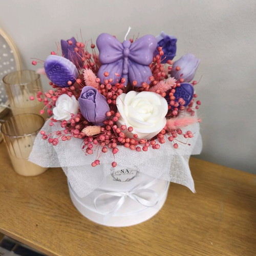 Spring Aromatic Candle Bouquet new, handmade with dried flowers