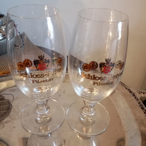 Schloss-Privat Pilsener beer glasses set of 2 new, 17 cm height