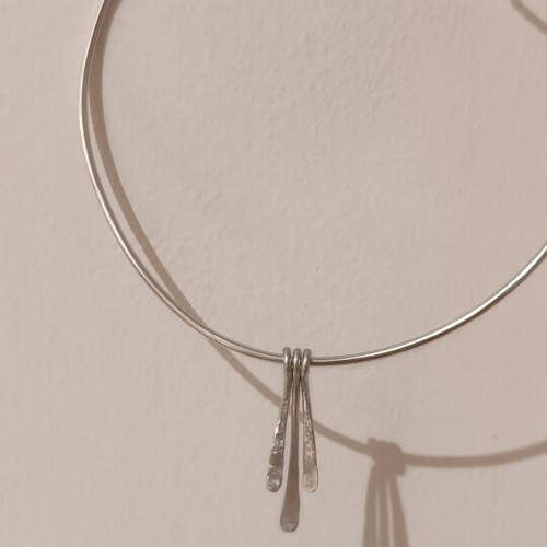 Silver Handmade Wire Necklace with 3 Removable Drop Elements