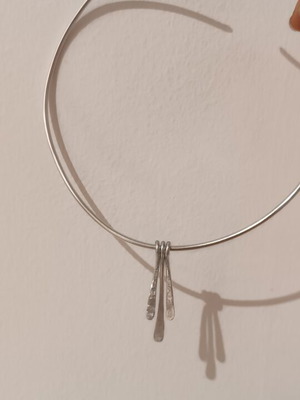 Silver Handmade Wire Necklace with 3 Removable Drop Elements