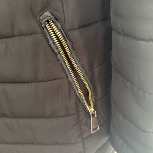 Black quilted jacket S/M like new with gold details