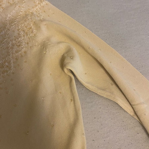 Thin pullover used, beige with beads