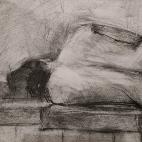 Charcoal Drawing Female Body Original 70x100 cm