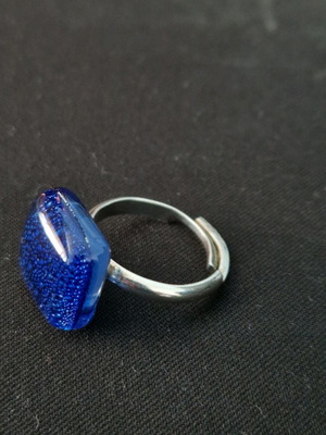 Silver ring with blue stone adjustable design no54