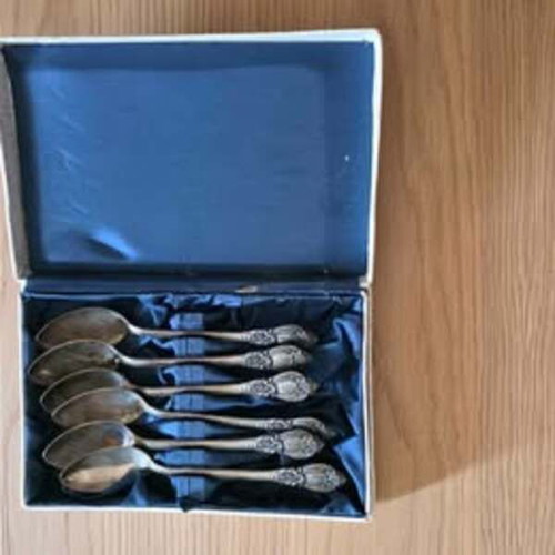 Set of 6 silver coffee spoons 800, antique