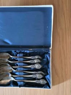 Set of 6 silver coffee spoons 800, antique