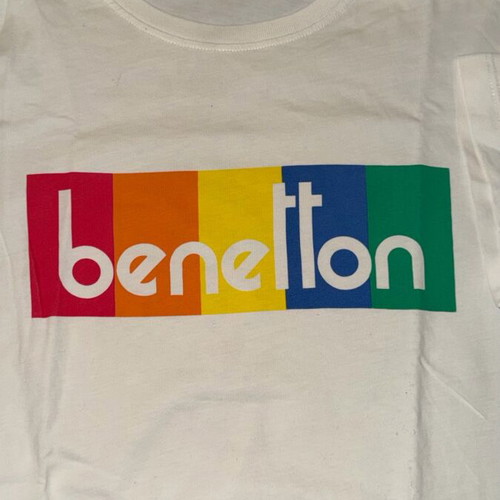 Benetton short-sleeve white shirt like new, size L