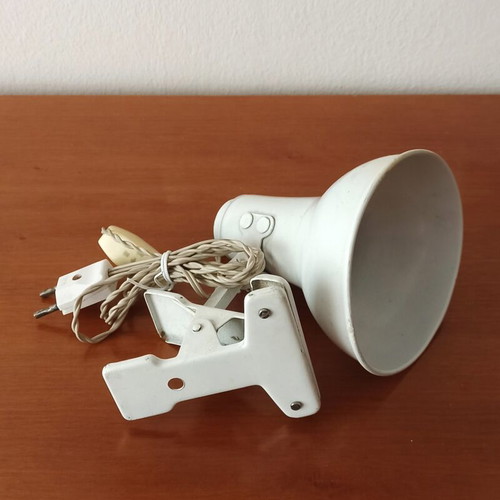 Retro vintage desk lamp with clip used, white