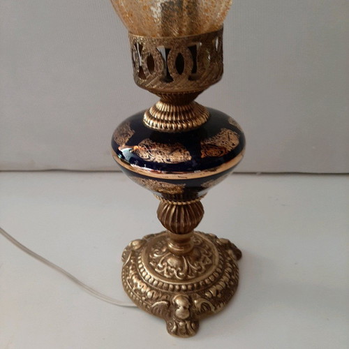 Porcelain and bronze lamp like new, 1960-70