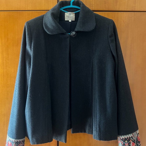 Karavan cropped jacket with folk cuffs, like new, black