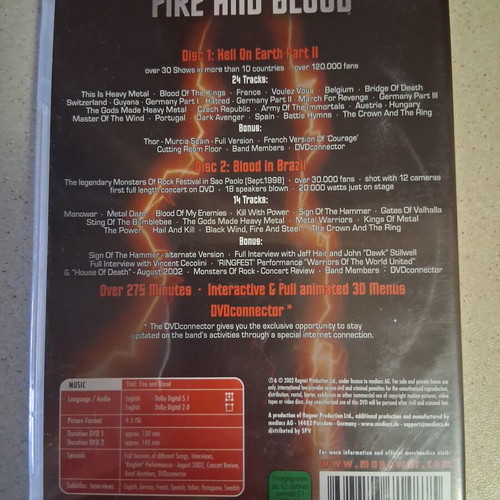Manowar Fire and Blood DVD, metal