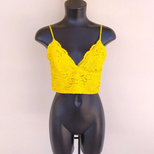 Zara yellow lace bralette used, size S