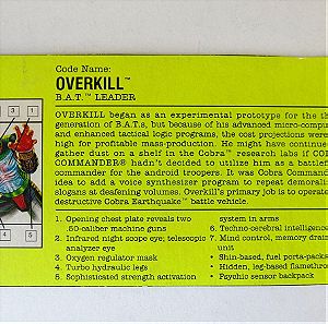 GI Joe "Overkill" (Battle Talking Commanders) (1992)  (US) filecard