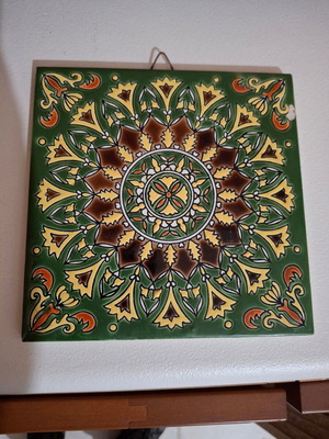 Vintage Rodian Ceramic Tile handmade, 15x15 cm