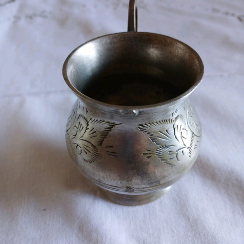 E.P.N.S. small carved antique vessel used, missing one handle