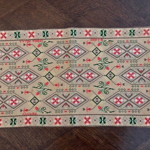 Handmade embroidery used, embroidered in 1993