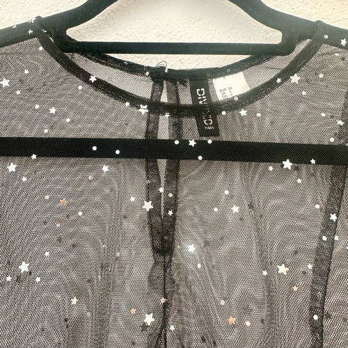 Mesh blouse with stars H&M like new, black, size XS