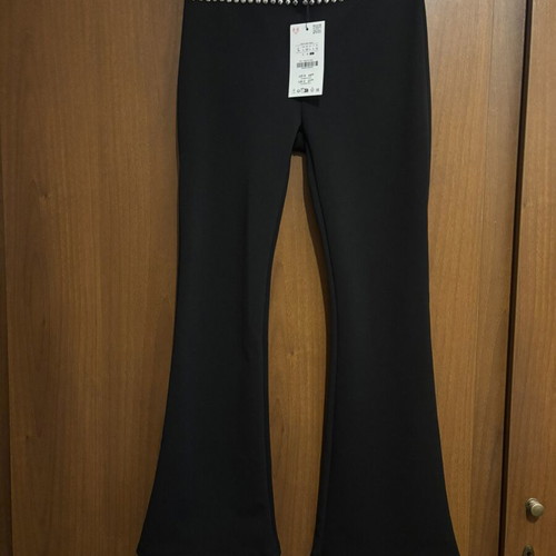 Zara black flare pants with studs, new with tag