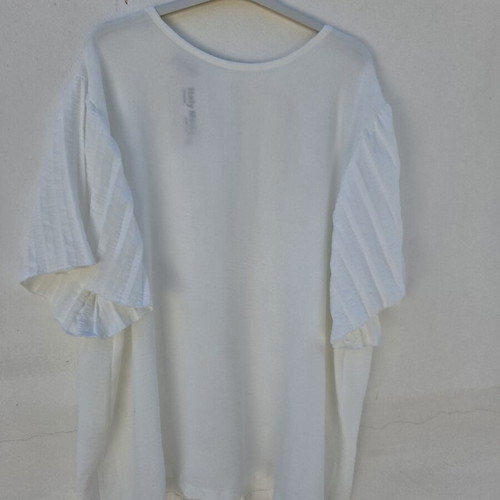 Blouse with pleated sleeves new, one size, white