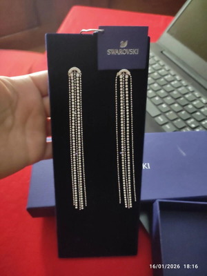 Swarovski Tassel Fit silver long earrings