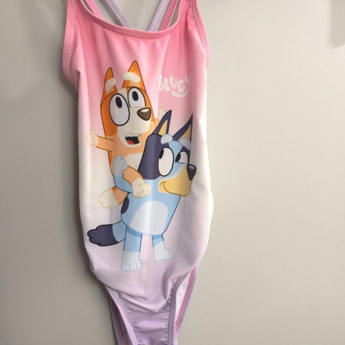 Bluey & Bingo Girls' One-Piece Swimsuit like new, pink ombre, size 4-5 years