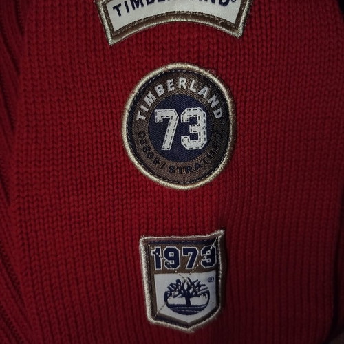 Timberland red zip-up sweater, size S